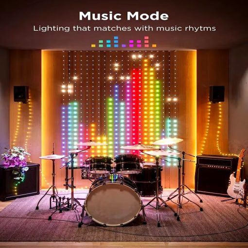 Smart RGBIC Curtain String Lights – 400 LED DIY Fairy Lights with App & Music Sync