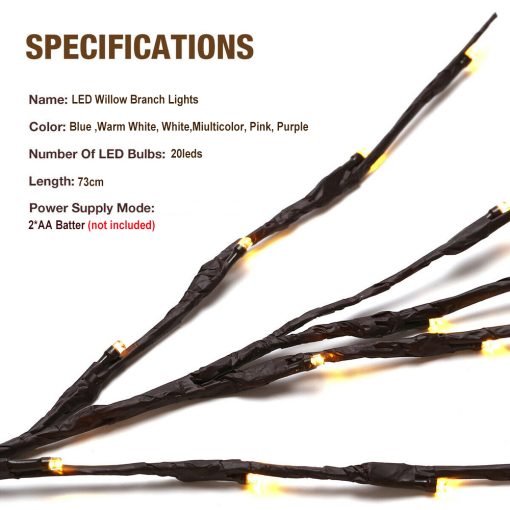 73cm LED Branch Lights – Battery-Powered Decorative Twig Lights (20 Bulbs) - Image 6