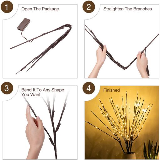 73cm LED Branch Lights – Battery-Powered Decorative Twig Lights (20 Bulbs) - Image 9