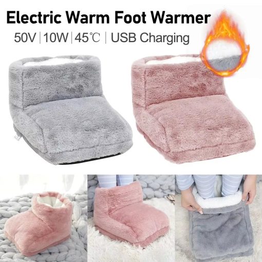 USB Heated Foot Warmer – Rechargeable Plush Heating Pad for Winter, Soft Fleece Electric Slippers for Office, Dorm, and Sleep Therapy - Image 8