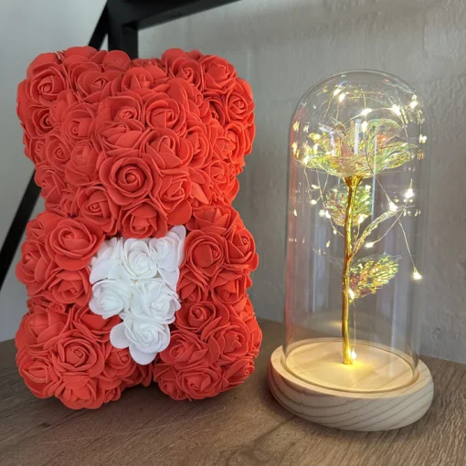 Valentines Day Gifts for Her, Galaxy Glass Rose Forever Eternal Crystal Flower Light Up Rose in Glass Dome with Butterfly Anniversary Birthday Valentine Gift for Women Daughter Mom Wife Girlfriend Red - Image 16