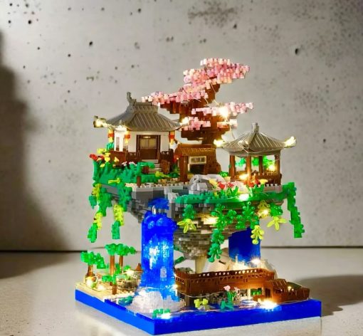 Taohuatan Lake Themed Micro Brick Building Blocks Set Adult Creative Toys Unique Chinese Landscape Model Bricks with LED Light